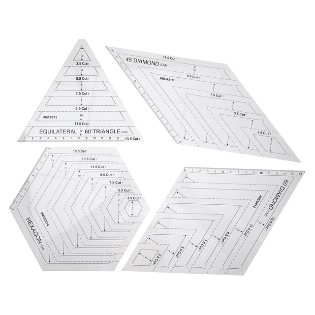 4 piezas plantilla de línea transparente de patchwork hexágono