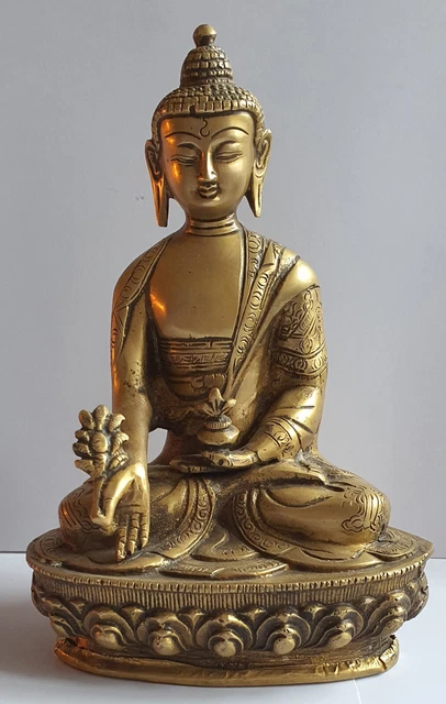 21cm tall Medicine Buddha Statue••Brass Classical Look••Buddhism,Handcrafted