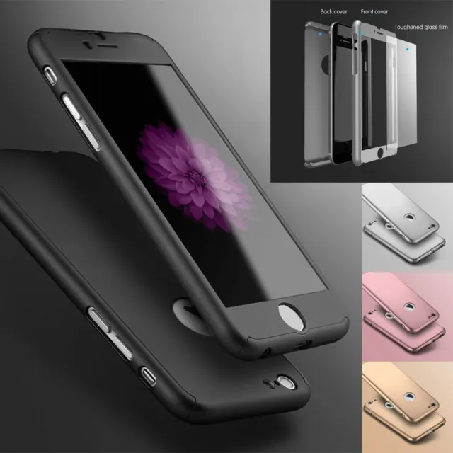 Ultra Thin Hybrid 360° case for iPhone 5SE 6/S 7+/8+X And Screen Protector Cover