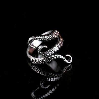 Elegant 925 Sterling Silver Fashion Charms Unique Octopus Ring One Size Fit All
