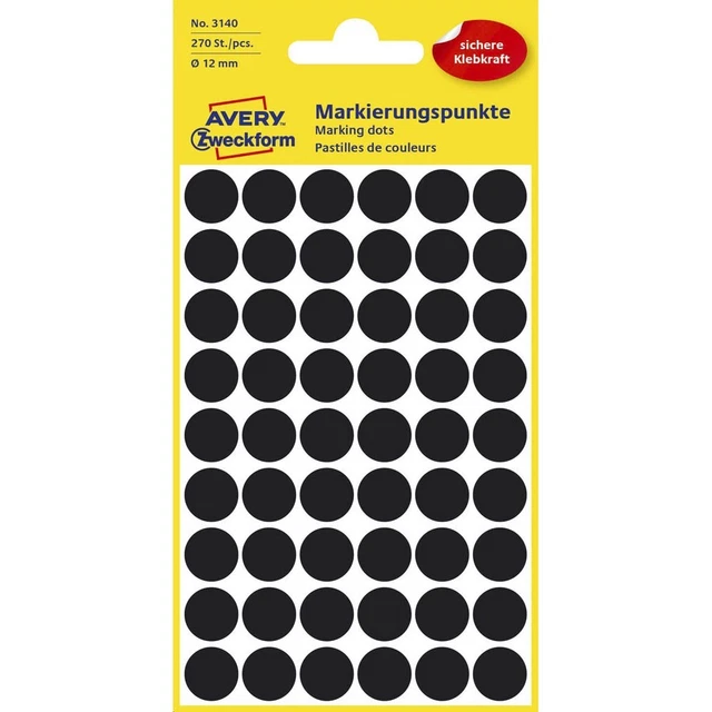 AVERY Zweckform Klebepunkte 3140 schwarz Ø 12,0 mm