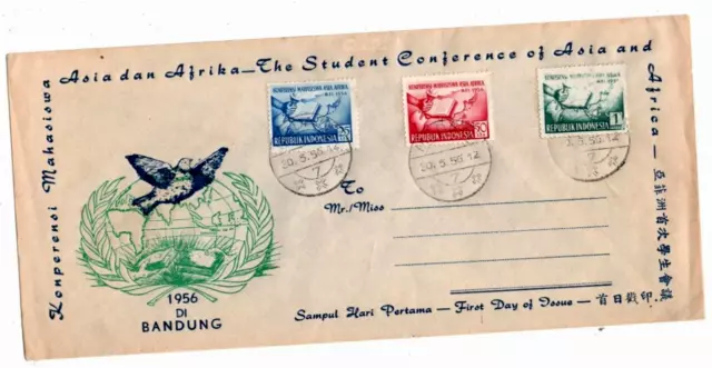 INDONESIEN MiNr 162/164  Afro-Asiatische Studenten-Konferenz in Bandung als FDC