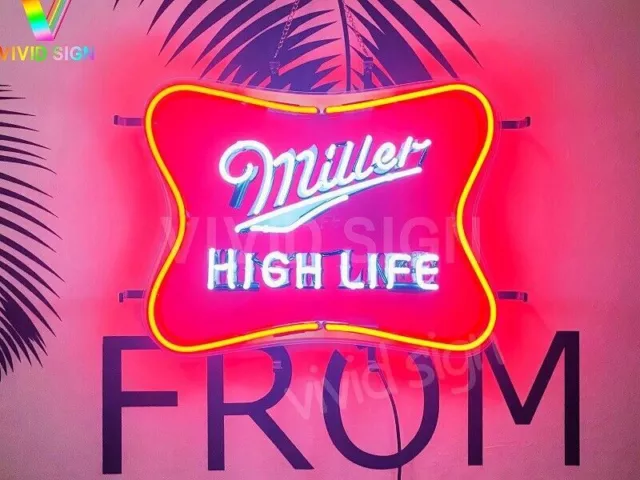 Neon Light Sign Lamp For Miller High Life Lite Beer 20"x16" HD Vivid Printing