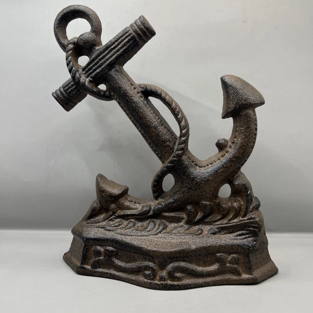 Cast Iron NAUTICAL ANCHOR Doorstop Garden Statue Home Decor Book End 3.7”x7”x8”