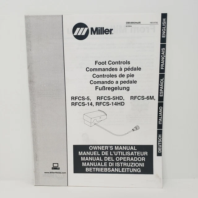 MILLER Foot Controls Owners Manual RFCS-5, RFCS-5HD, RFCS-6M, RFCS-14, RFCS-14HD