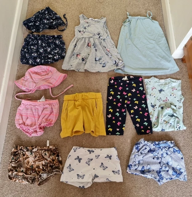 Pacchetto vestiti H&M bambine 18-24 mesi 12 articoli estivi abiti pantaloncini