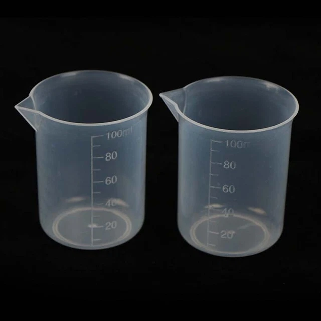 2/10 Pièces 100mL Plastique Mesure Tasse Cruche Béchers Cuisine Laboratoire