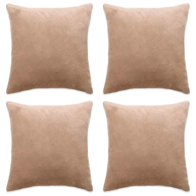 Cushion Covers 4 pcs Velour 80x80 cm Beige
