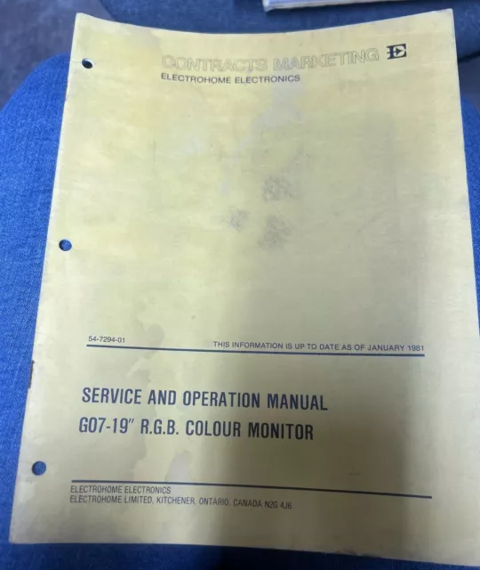 ELECTROHOME G07-19” RGB COLOUR MONITOR Manual - good used Original