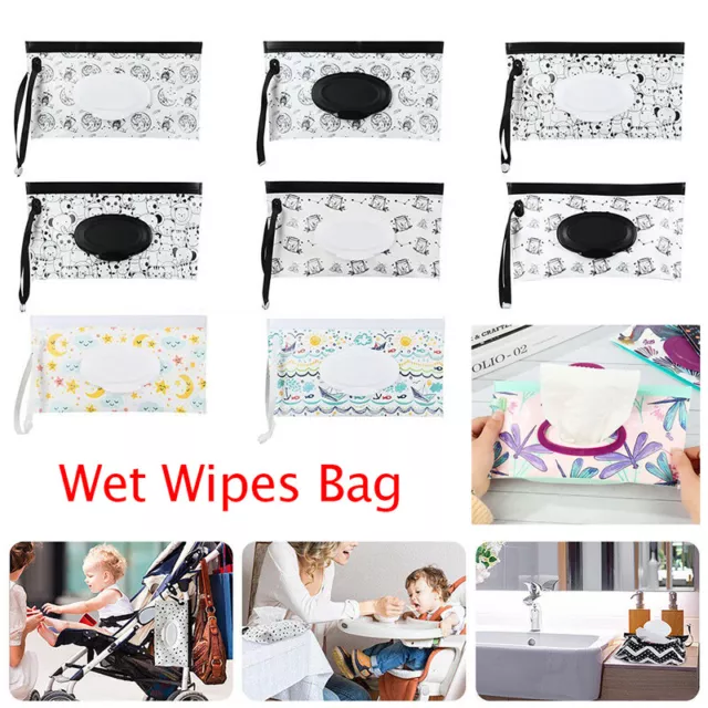 Portable Reusable Baby Wet Wipe Pouch Wipes Holder Case Bag Travel Accessories