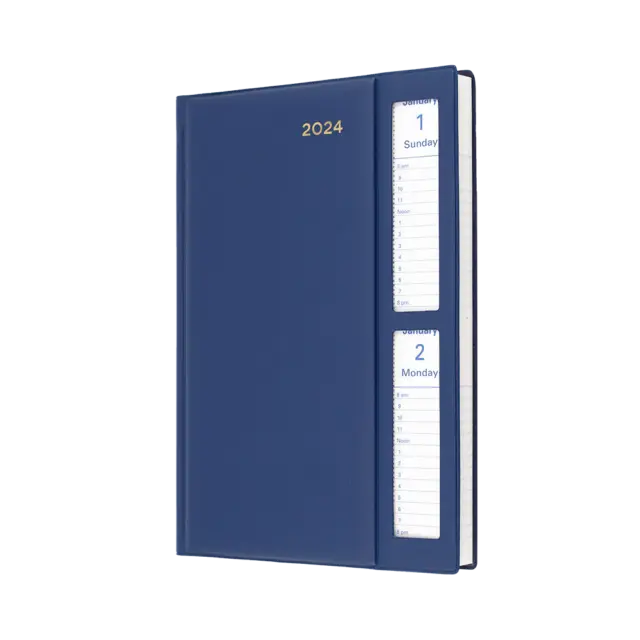 2024 Diary Collins Belmont Desk A5 2 Days to a Page Navy Windowfaced 287W.V59