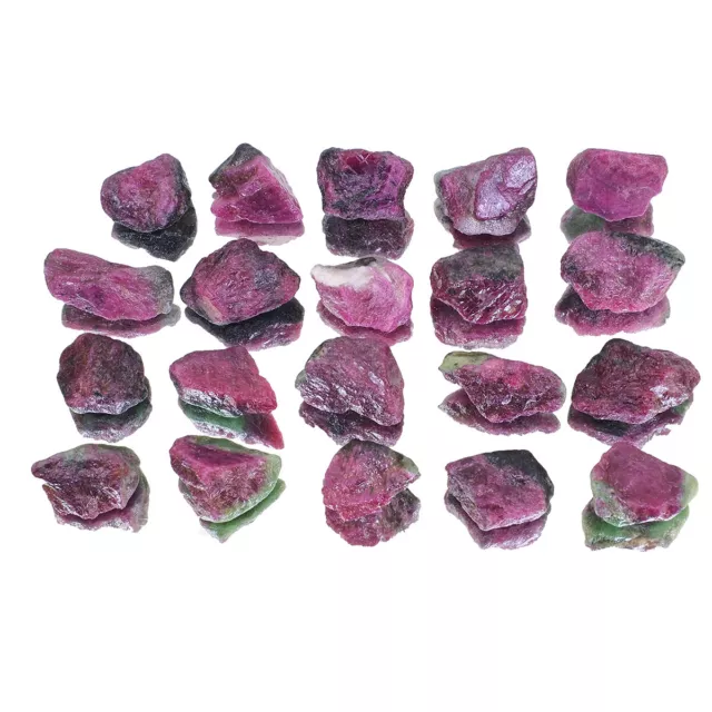 20 Pcs Unheated Natural Ruby Zoisite Rough 20mm-31mm Bi Color Loose Gemstones 2