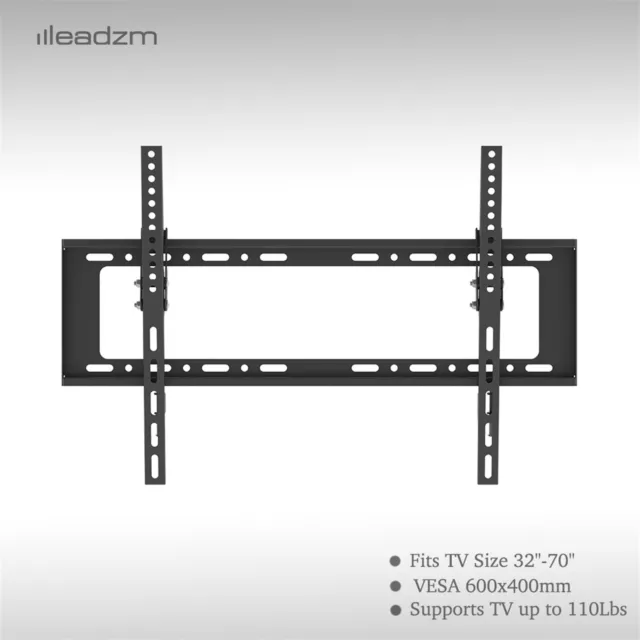 BRATECK 32-55'' Tilt TV wall mount bracket. Max load: 50kg. VESA Support:  200x200 -300x300 -400x200 - 400x400. Built-in bubble level. Curved display  compatible. Colour: Black. - Parallel Imported