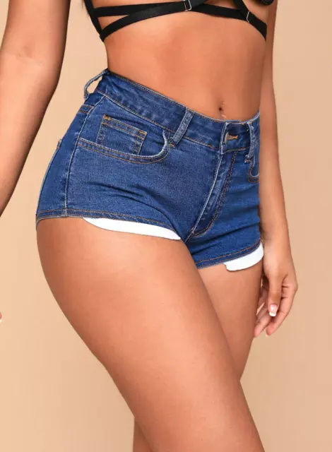 Denim booty shorts SHEIN  mid rise stretch shaping daring soft size 28 24x2"