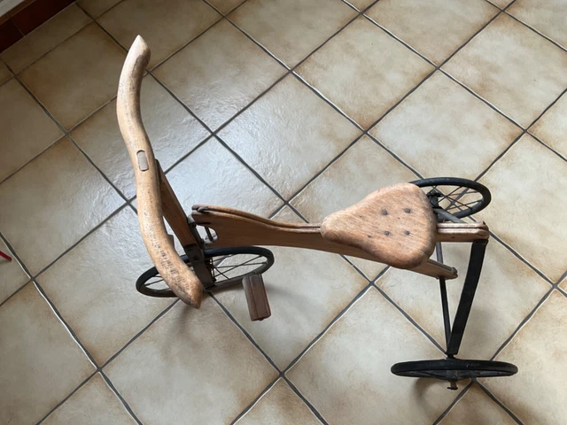 Tricycle Miniature En Bois – Objet Décoratif, Porte-pot, Collection, 28x18x18 Cm