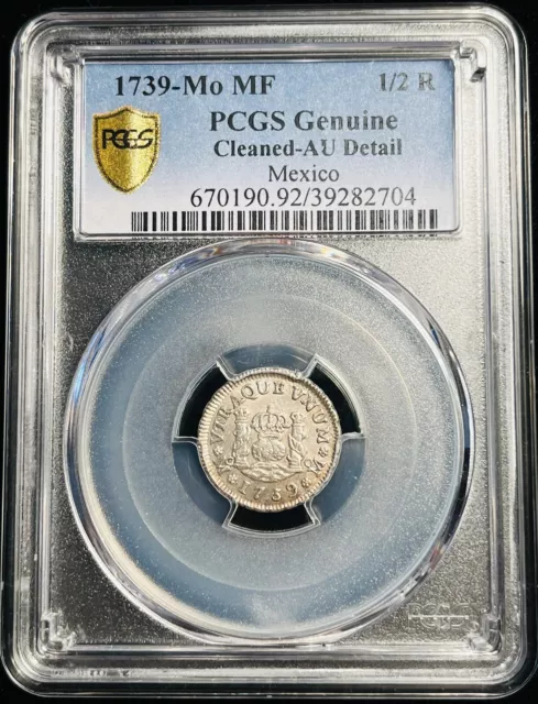 Mexico 1839 1/2 Real Philip V Mo MF PCGS High AU Clnd Crisp Overall Appearance