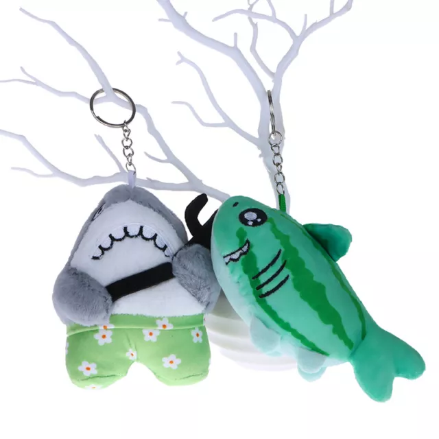 Funny Shark Plush Toy Pendant Soft Stuffed Doll Keychain Car Bag Key Ring Decor