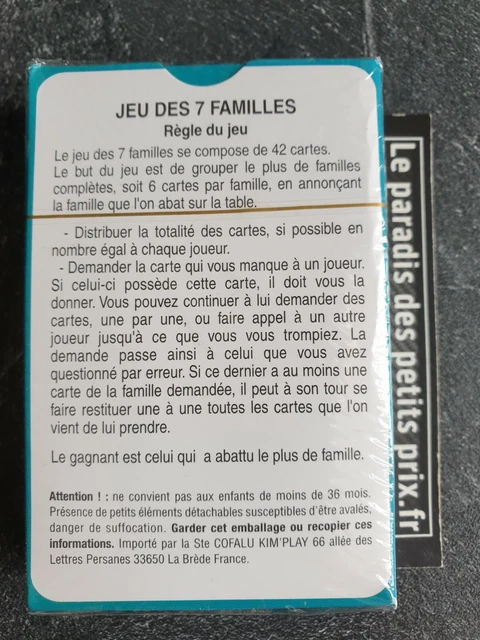 JEU DES 7 familles ,jeu de cartes 7 familles 42 cartes " animaux marins ...