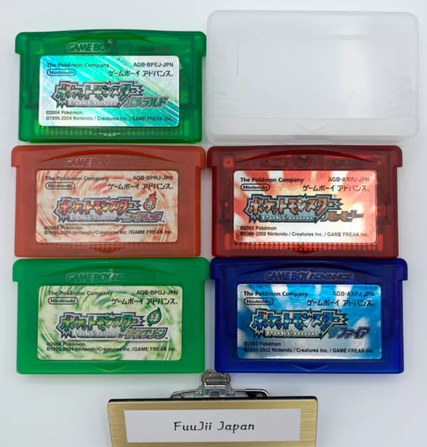 Lot 5 Pokemon Emerald Red Leaf Green Ruby Sapphire Gameboy Advance GBA Cleaned