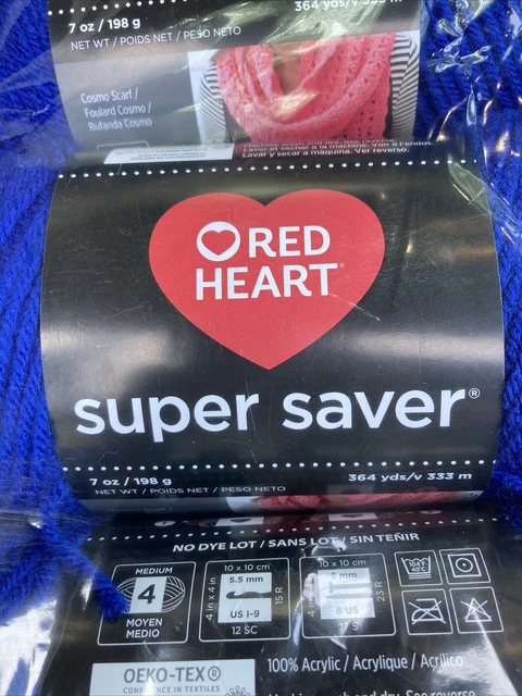 Red Heart Super Saver Gomitoli Lana (Confezione Da 3): Colore Royal, Peso Medio #4, 100% Acrilico