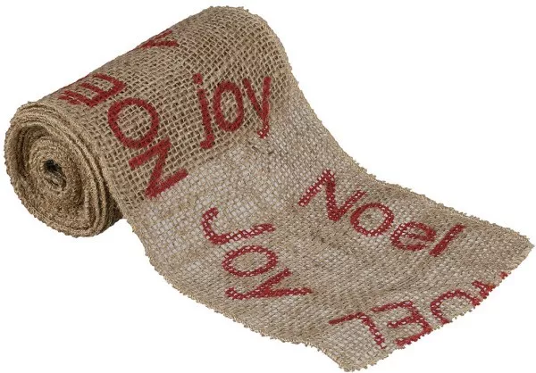 NWT 6" x 10 foot RED Printed JOY NOEL Burlap Ribbon Christmas Garland Roll