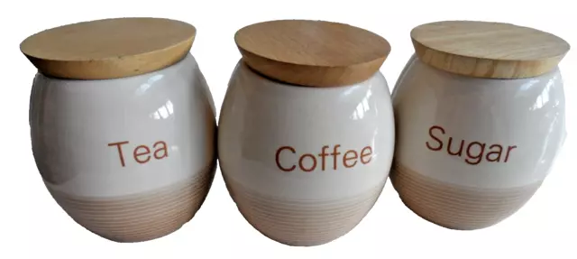 DMD DAVID MASON Design Sugar Tea Coffee Set Round Wood Lid
