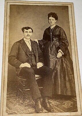 Antique Victorian American Civil War Era Fashion Couple! Moravia, NY CDV Photo!