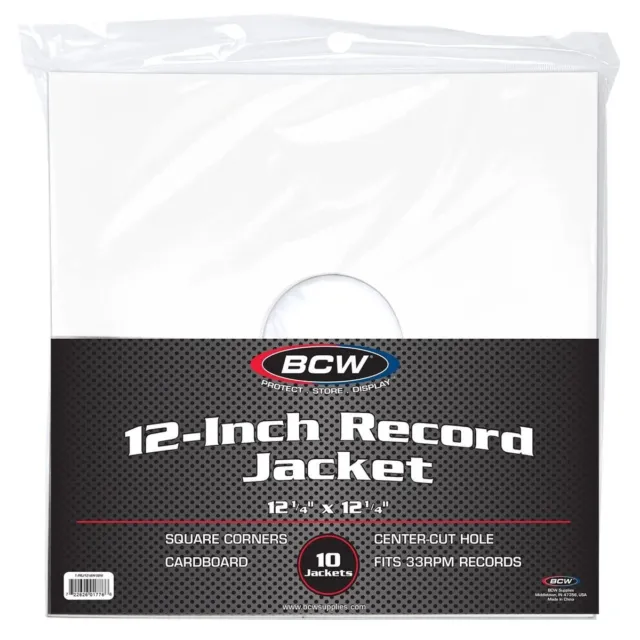 BCW White Cardboard 12 in Record Jacket with Hole - 10 ct (US IMPORT)