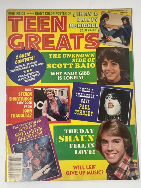 1979 Teen Greats Magazine with Giant Centerfold Poster Missing Pages