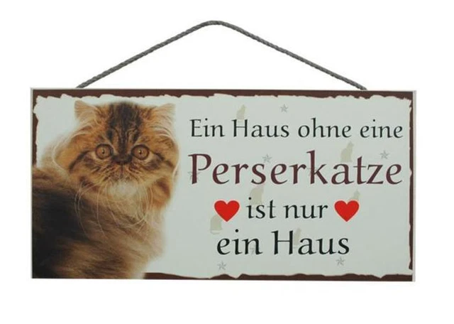 Persian Cat Wooden Sign Door Sign Animal Sign Cat Wood Sign 9 13/16in
