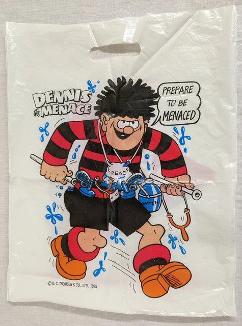 Rare, Beano, Dennis the Menace, "PREPARE TO BE MENACED" Plastic Bag, 1988, Dakin