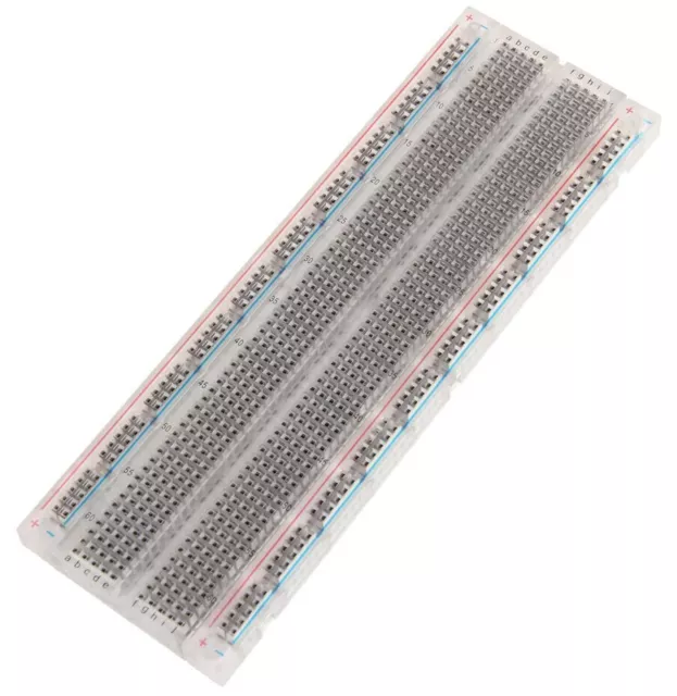 Solderless Clear Plug-In Breadboard 830 Tie Points, 6.5" x 2.1" - ROHS Compliant