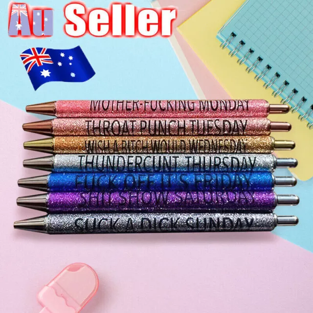 7Pcs Glitter Pen Set Swear Word Daily Gel Pens Weekday Vibes Funny Pen  Supplies
