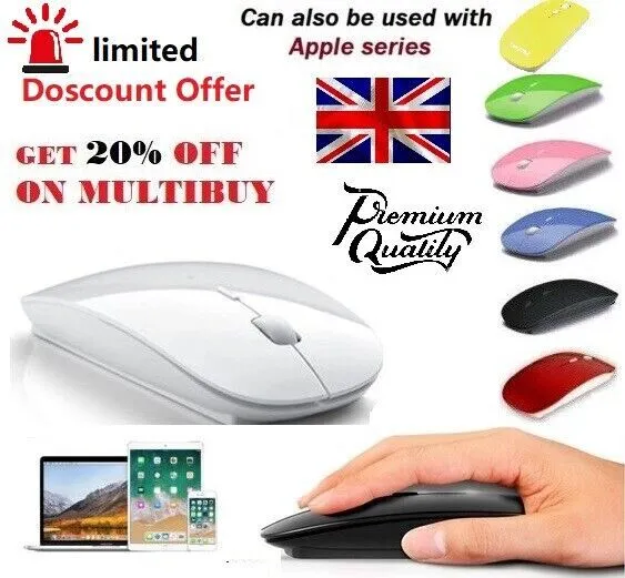 2.4GHz Wireless Cordless Mouse Slim Mice Optical Scroll PC Laptop Computer USB