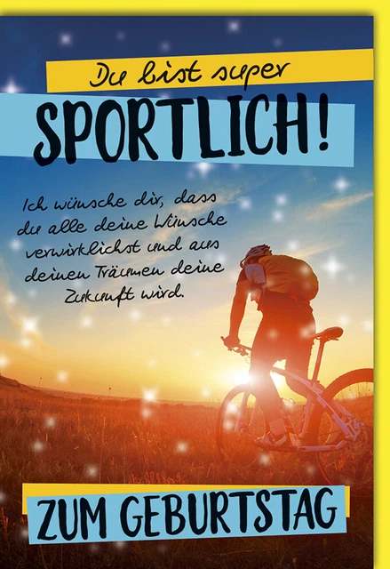 GEBURTSTAG GLÜCKWUNSCHKARTE im Format 11,5 x 17 cm Sportlich