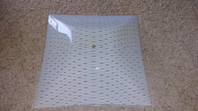 Vintage Mid Century Ceiling Fixture Glass Diffuser Square Flush  13.5"