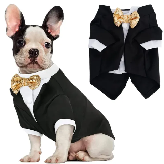 fr Polyester Dog Tuxedo Pets Formal Clothes Puppy Wedding Costumes Christmas Gif