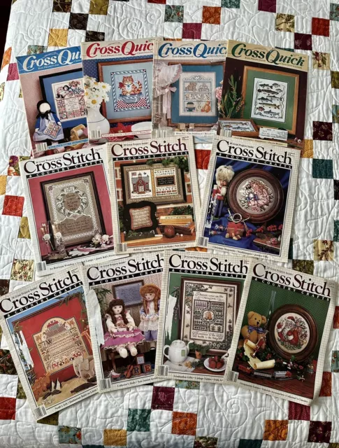 Cross Stitch and Country Crafts Lot of 7  1986-87 & 4 Cross Quick Magazines 1989