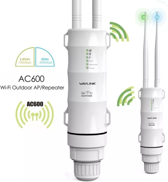 AC600 Outdoor WiFi Range Extender Dual Band Wireless Access Point Weatherproof