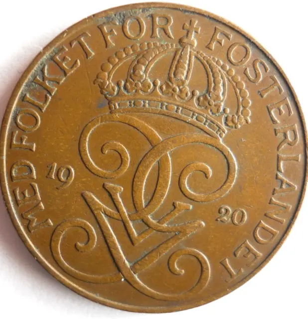 1920 SWEDEN 5 ORE - Excellent Vintage Coin Sweden BIN #3
