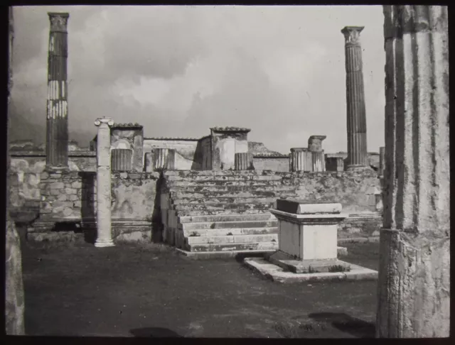 Glass Magic Lantern Slide ROMAN RUINS NO1 POMPEII C1910 PHOTO VESUVIUS ITALY