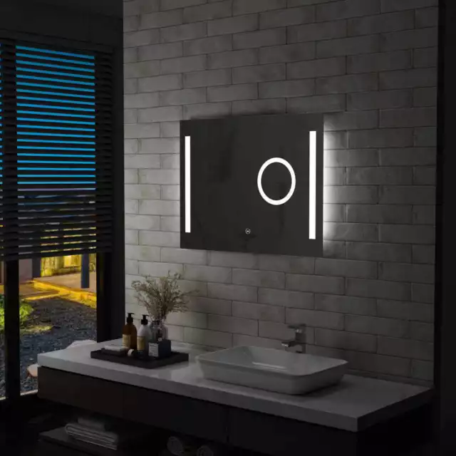 Espejo de Pared de Baño con LED y Sensor Táctil Accesorio de Iluminación vidaXL