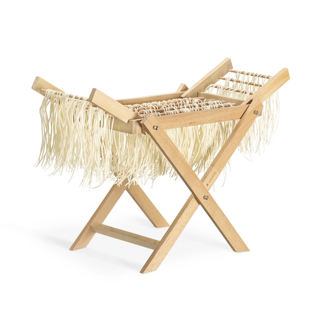 Séchoir à Pâtes En Bambou - 12 Bras - Pliable - Pour Spaghetti, Tagliatelles - 41 Cm