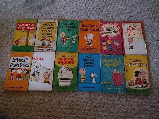 PEANUTS SNOOPY CHARLIE Brown Books Lot Of 12, 1950's & 60s Vintage Chas ...