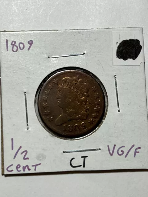 1809 Classic Head Half Cent F/VF Details Nice Color