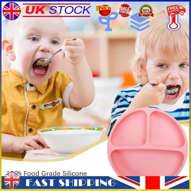 Cute Baby Infant Dining Plate Non Slip Training Sucker Dishes Tableware (Pink) #