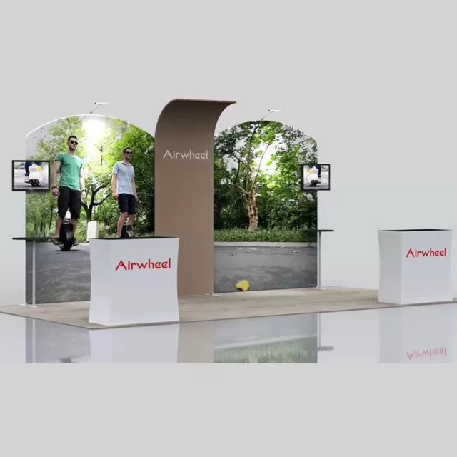 20ft Portable Custom Trade Show Displays Booth with Shelves TV Mount Podiums