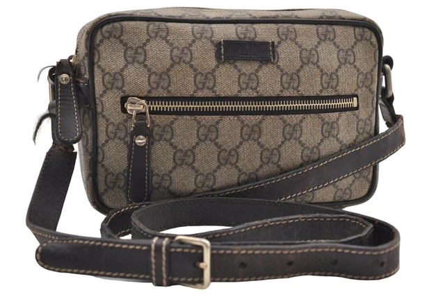 AUTHENTIC GUCCI SHOULDER Cross Body Bag GG PVC Leather 201447