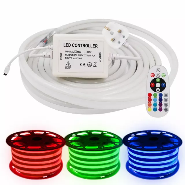 Waterproof LED Strip Neon Flex Rope Light Sign 220V Flexible In/Outdoor Lighting 2