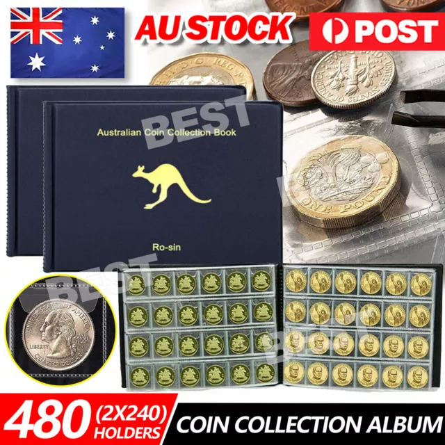 480 Coin Holder Collection Storage Collecting Money Penny Pockets Album Book AU